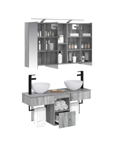 Set di Armadi da Bagno 4 pcs Sonoma grigio 100 x 14,5 x 70 cm