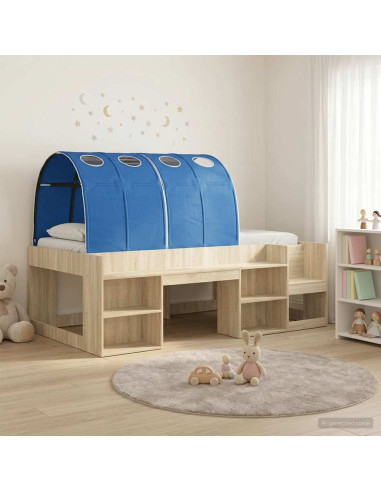Letto con Tunnel 3 pz Rovere Sonoma e Blu Legno ingegnerizzato