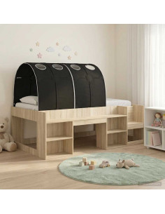 Letto con Tunnel 3 pz Rovere Sonoma e Nero Legno ingegnerizzato