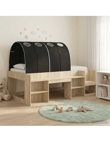 Letto con Tunnel 3 pz Rovere Sonoma e Nero Legno ingegnerizzato