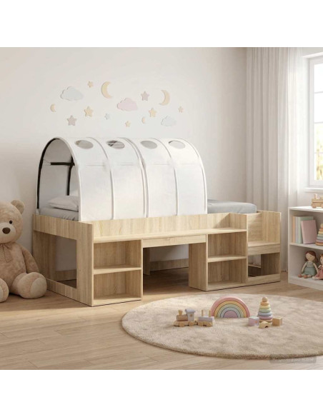 Letto con Tunnel con lo scaffale 3 pz Rovere Sonoma e Bianco