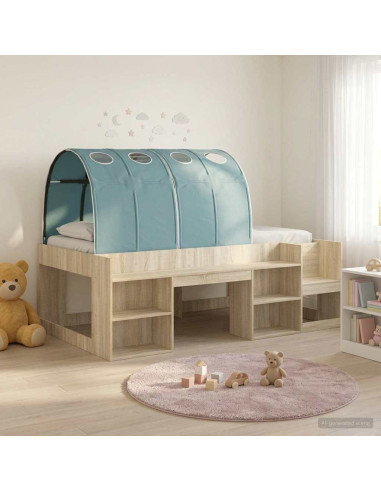 Letto con Tunnel 3 pz Rovere Sonoma e Azzurro Legno multistrato
