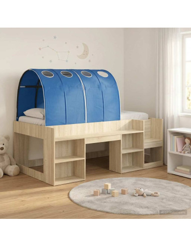 Letto con Tunnel 3 pz Rovere Sonoma e Blu Legno multistrato