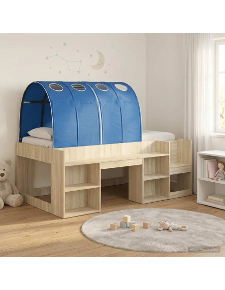 Letto con Tunnel 3 pz Rovere Sonoma e Blu Legno multistrato