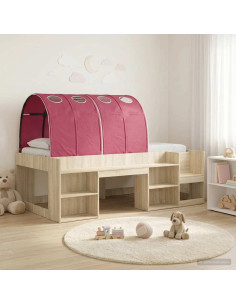 Letto con Tunnel 3 pz Rovere Sonoma e Rosso Legno multistrato