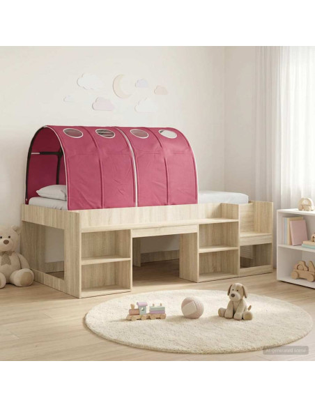Letto con Tunnel 3 pz Rovere Sonoma e Rosso Legno multistrato