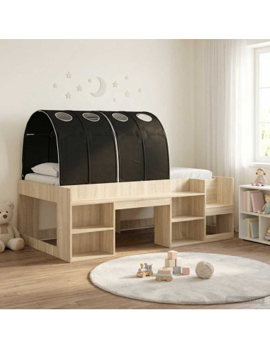 Letto con Tunnel 3 pz Rovere Sonoma e Nero Legno multistrato