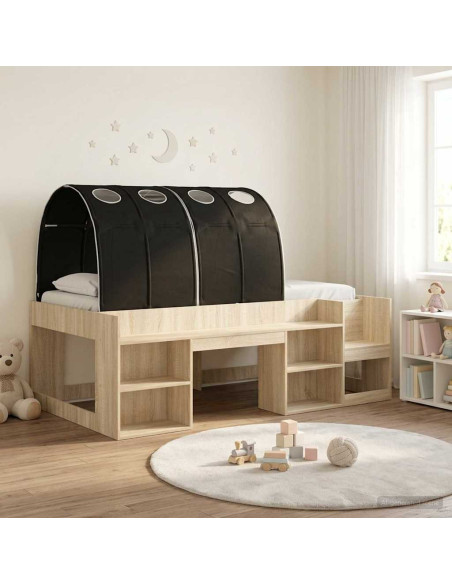Letto con Tunnel 3 pz Rovere Sonoma e Nero Legno multistrato
