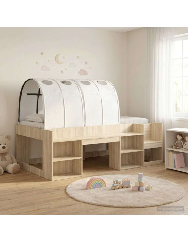 Letto con Tunnel 3 pz Rovere Sonoma e Bianco Legno multistrato
