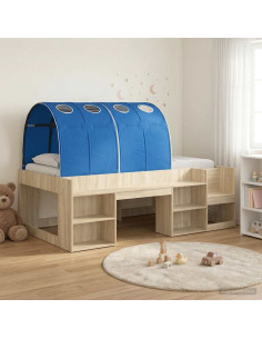 Letto con Tunnel 3 pz Rovere Sonoma e Blu Legno multistrato
