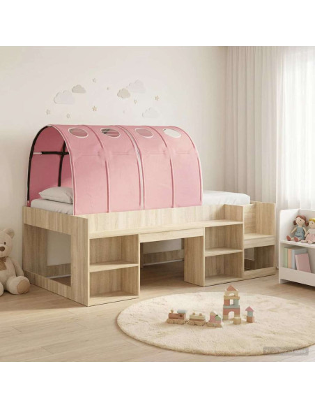 Letto con Tunnel 3 pz Rovere Sonoma e Rosa Legno multistrato
