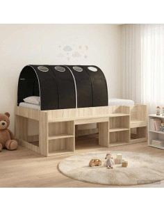 Letto con Tunnel 3 pz Rovere Sonoma e Nero Legno multistrato