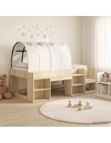 Letto con Tunnel 3 pz Rovere Sonoma e Bianco Legno multistrato