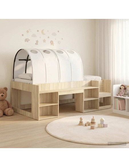 Letto con Tunnel 3 pz Rovere Sonoma e Bianco Legno multistrato