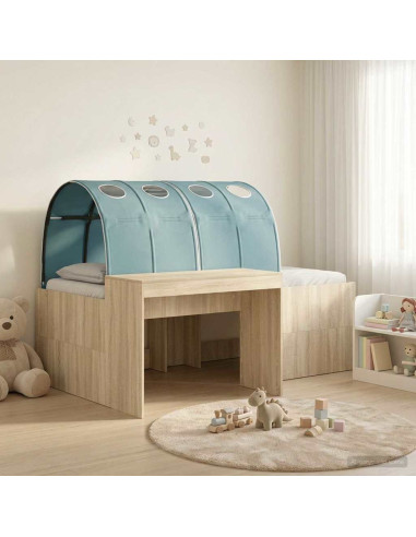 Letto con Tunnel 3 pz Rovere Sonoma e Azzurro Legno multistrato