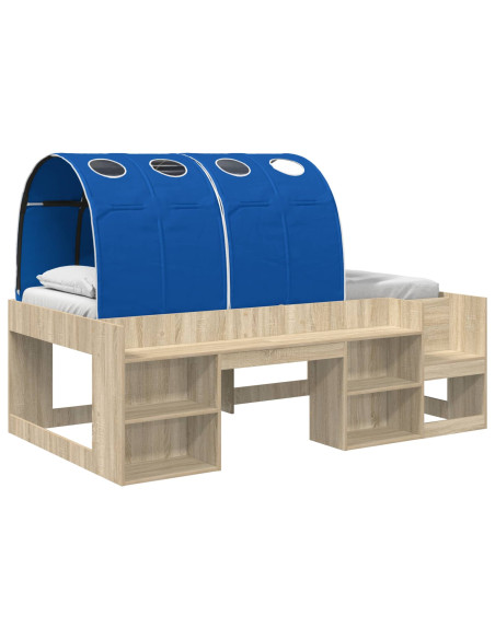 Letto con Tunnel 3 pz Rovere Sonoma e Blu Legno ingegnerizzato