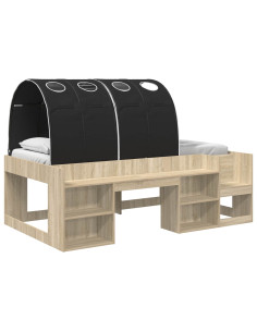 Letto con Tunnel 3 pz Rovere Sonoma e Nero Legno ingegnerizzato 2