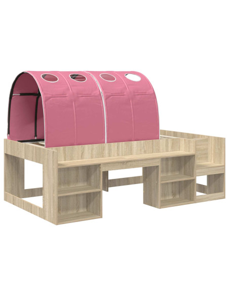 Letto con Tunnel 3 pz Rovere Sonoma e Rosa Legno multistrato
