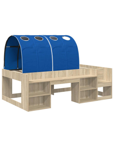 Letto con Tunnel 3 pz Rovere Sonoma e Blu Legno multistrato