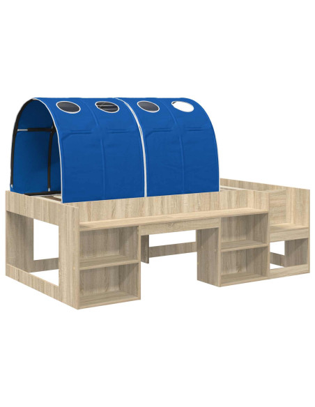 Letto con Tunnel 3 pz Rovere Sonoma e Blu Legno multistrato