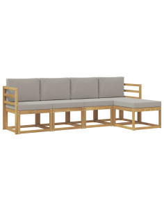 Set di divani da esterno 5 pcs Bianco e Grigio Chiaro 2