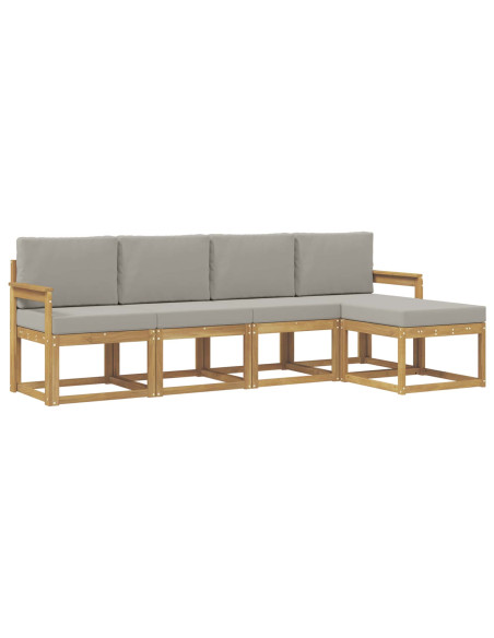 Set di divani da esterno 5 pcs Bianco e Grigio Chiaro