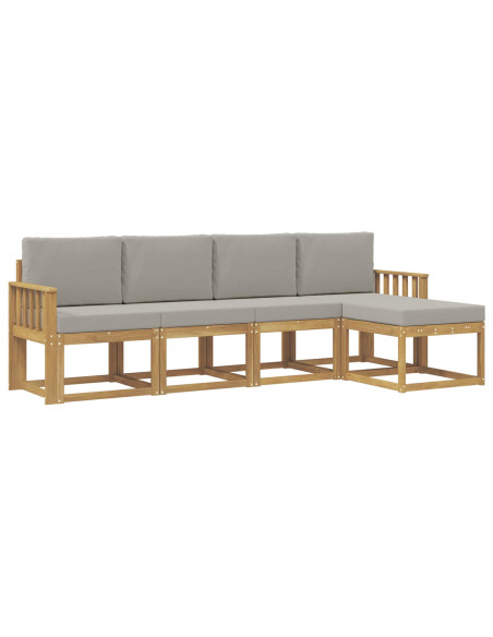 Set di divani da esterno 5 pcs Bianco e Grigio Chiaro