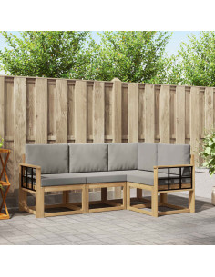 Set di divani da esterno 4 pcs Bianco e Grigio Chiaro