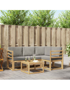 Set di divani da esterno 5 pcs Bianco e Grigio Chiaro