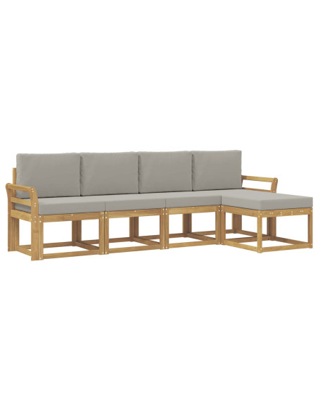 Set di divani da esterno 5 pcs Bianco e Grigio Chiaro