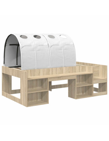 Letto con Tunnel 3 pz Rovere Sonoma e Bianco Legno multistrato