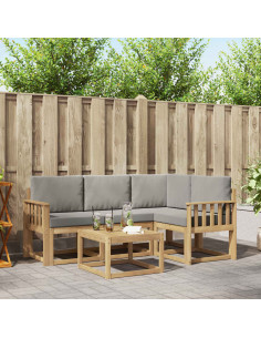 Set di divani da esterno 5 pcs Bianco e Grigio Chiaro