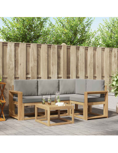 Set di divani da esterno 5 pcs Bianco e Grigio Chiaro