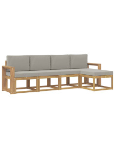 Set di divani da esterno 5 pcs Bianco e Grigio Chiaro 2