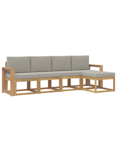 Set di divani da esterno 5 pcs Bianco e Grigio Chiaro