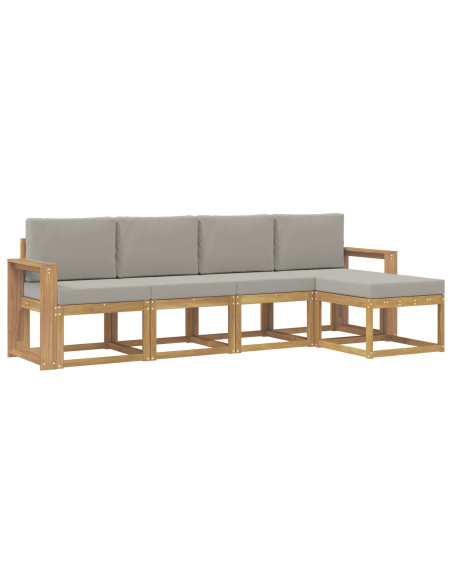 Set di divani da esterno 5 pcs Bianco e Grigio Chiaro