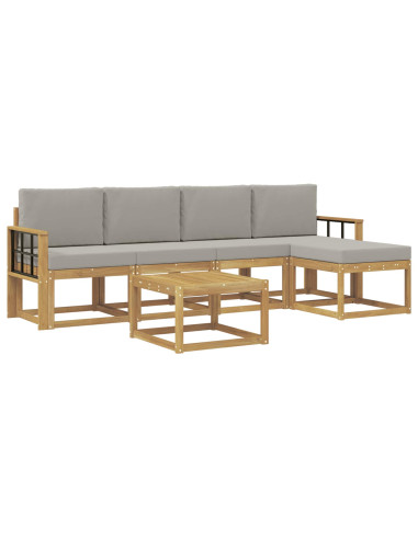 Set di divani da esterno 6 pcs Bianco e Grigio Chiaro