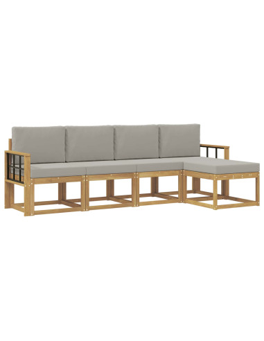 Set di divani da esterno 5 pcs Bianco e Grigio Chiaro