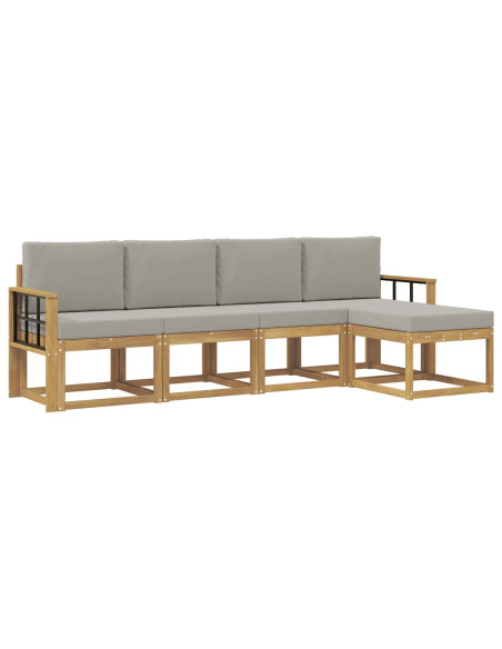 Set di divani da esterno 5 pcs Bianco e Grigio Chiaro