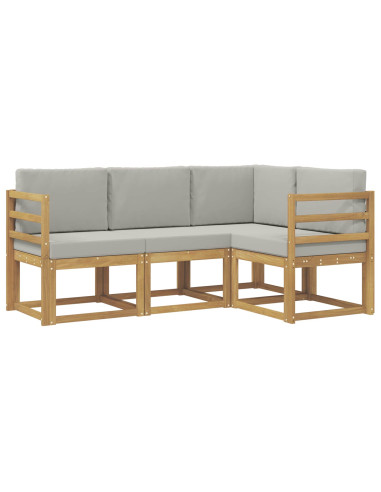 Set di divani da esterno 4 pcs Bianco e Grigio Chiaro