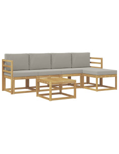 Set di divani da esterno 6 pcs Bianco e Grigio Chiaro 2