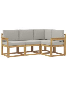 Set di divani da esterno 4 pcs Bianco e Grigio Chiaro 2