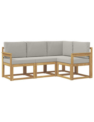 Set di divani da esterno 4 pcs Bianco e Grigio Chiaro