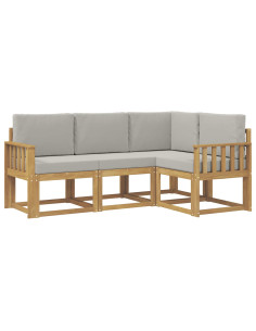 Set di divani da esterno 4 pcs Bianco e Grigio Chiaro 2
