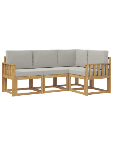 Set di divani da esterno 4 pcs Bianco e Grigio Chiaro