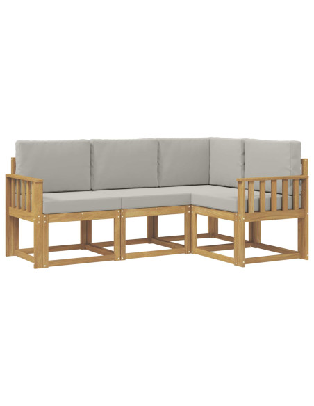 Set di divani da esterno 4 pcs Bianco e Grigio Chiaro