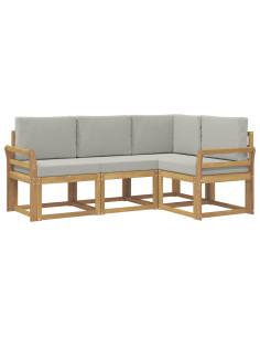 Set di divani da esterno 4 pcs Bianco e Grigio Chiaro 2