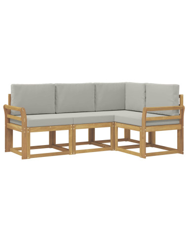 Set di divani da esterno 4 pcs Bianco e Grigio Chiaro