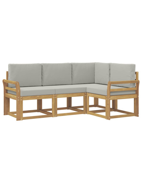 Set di divani da esterno 4 pcs Bianco e Grigio Chiaro