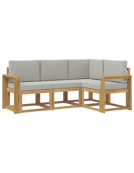 Set di divani da esterno 4 pcs Bianco e Grigio Chiaro